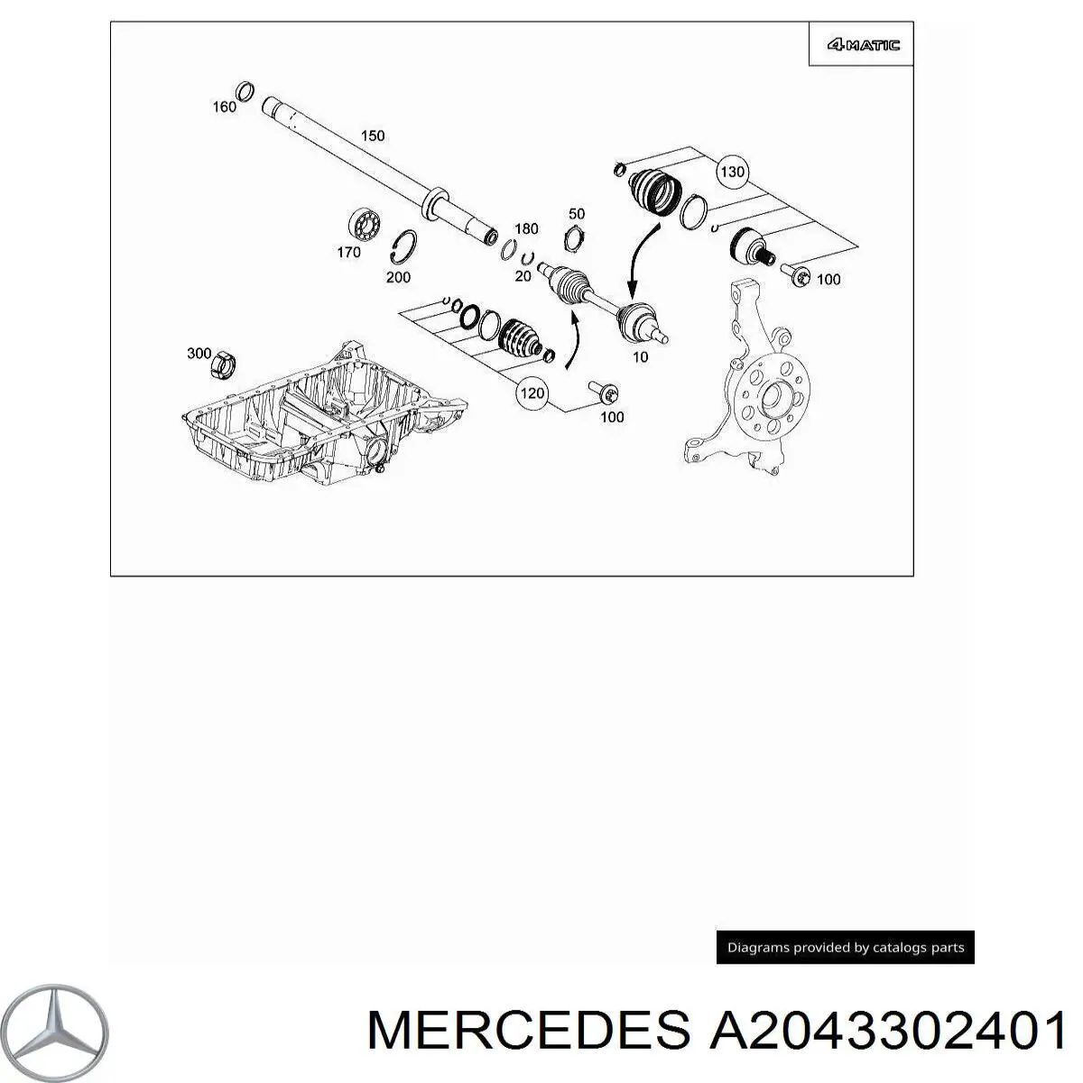 Półoś napędowa przednia lewa Mercedes A2043302401 cena, od 140,98 USD