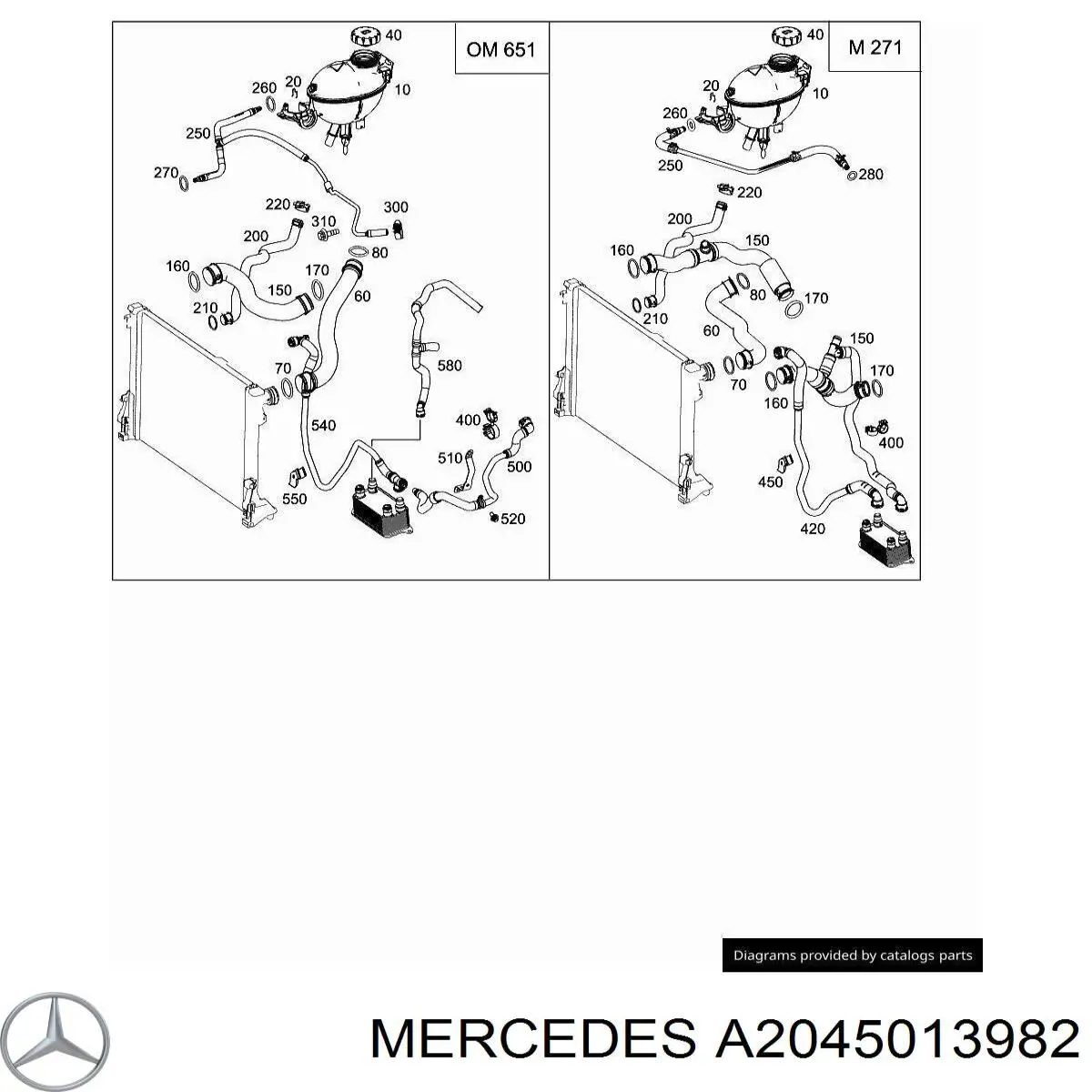 Do koszyka 2045013982 Mercedes Przewód (króciec) chłodnicy górny