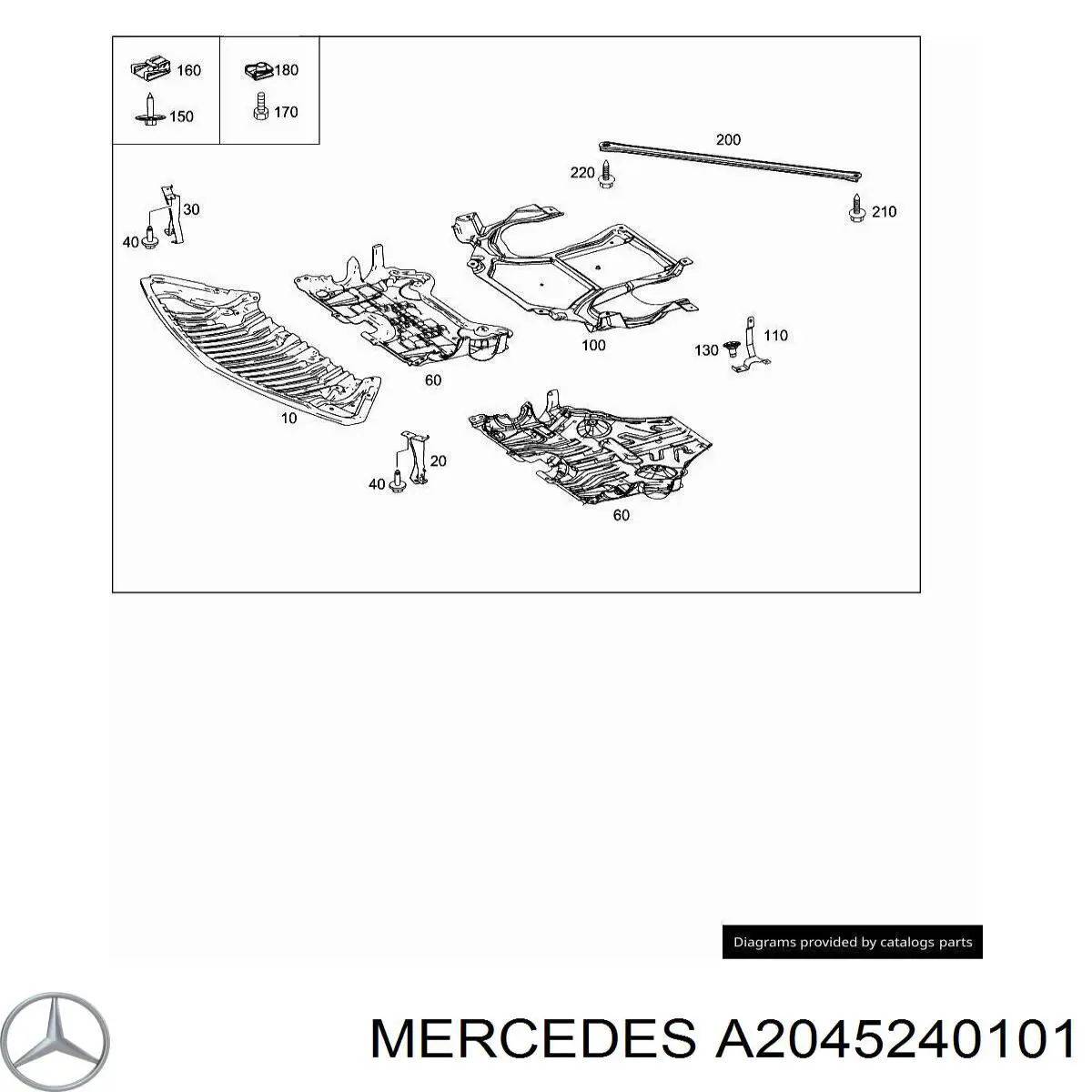 Osłona silnika, miski (przedziału silnika) Mercedes A2045240101 cena, od 64,81 USD