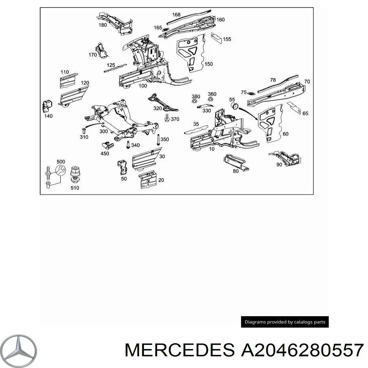 Do koszyka A2046280557 Mercedes Korpus osi przedniej