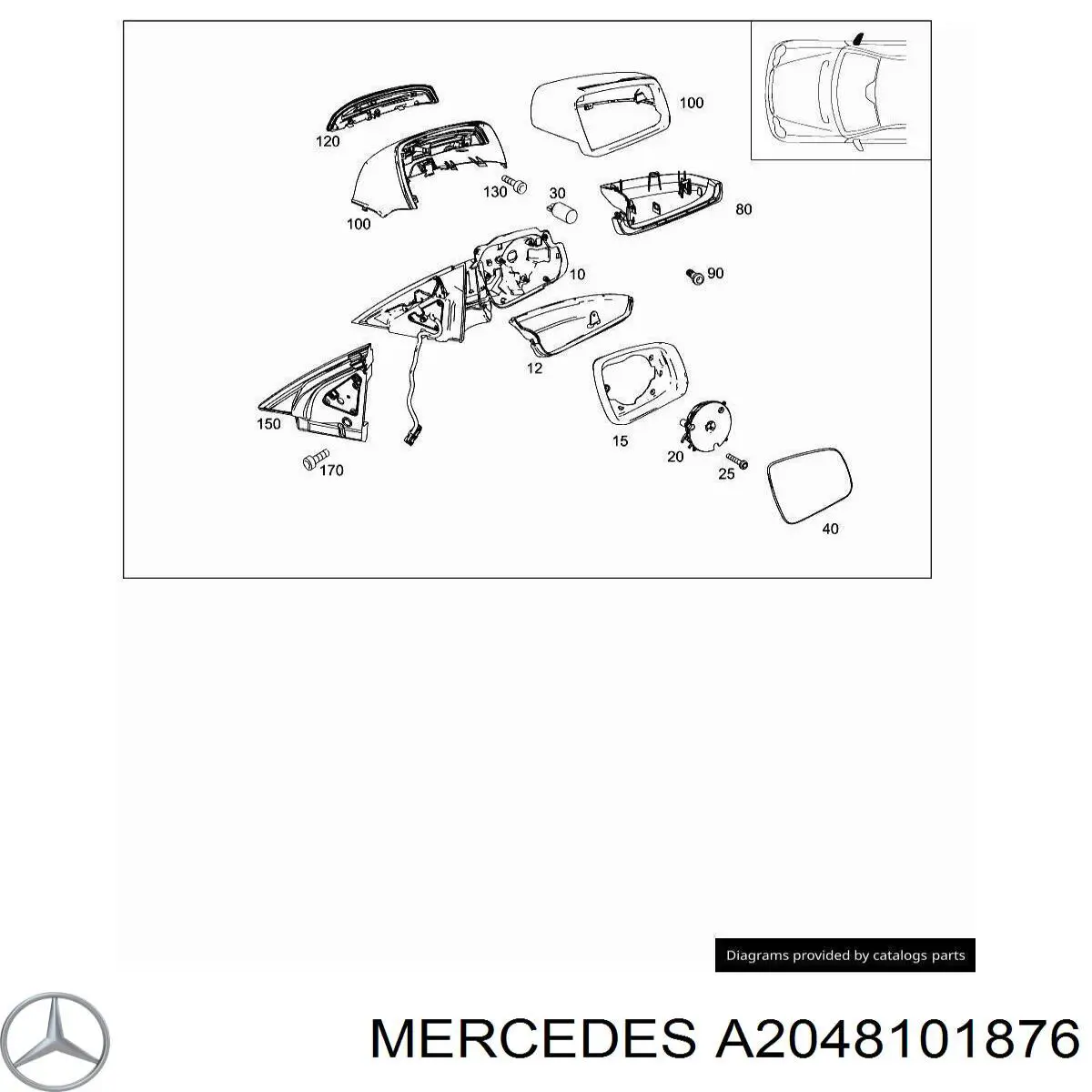 A2048101876 Mercedes Lusterko wsteczne prawe
