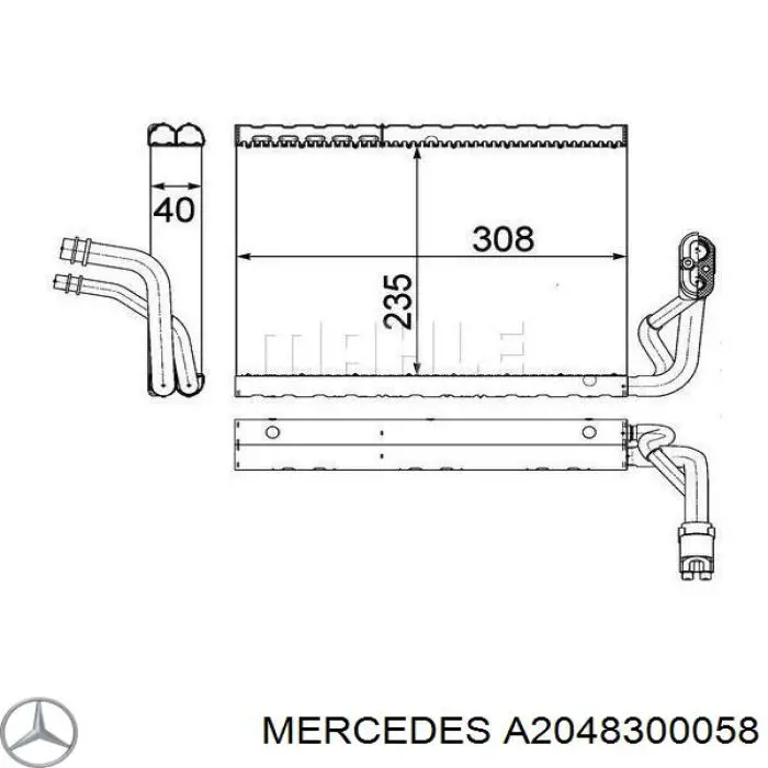 Parownik klimatyzacji Mercedes A2048300058 cena, od 95,34 USD