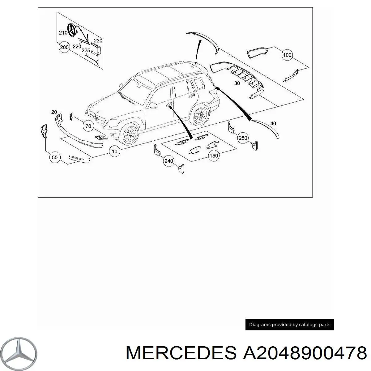 Chlapacze przednie, zestaw do Mercedes GLK  X204