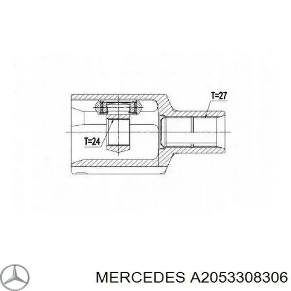 Półoś napędowa przednia lewa Mercedes A2053308306 cena, od 109,64 USD
