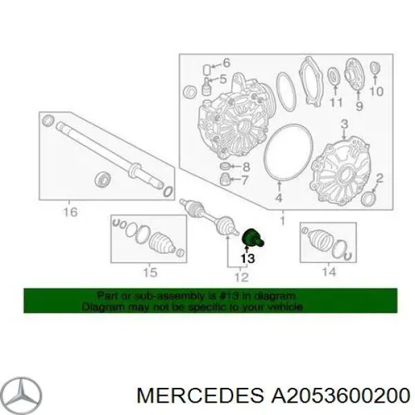 A2053600200 Mercedes Przegub homokinetyczny przedni zewnętrzny