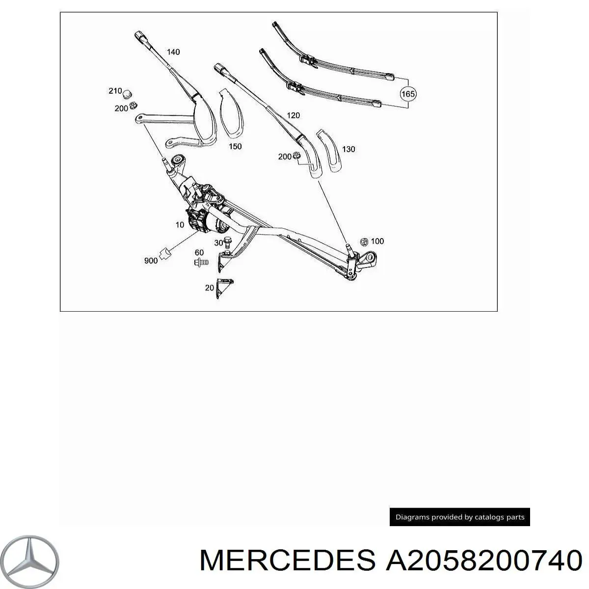 Mechanizm wycieraczek Mercedes C sedana (W205) (2013 - 2021) cena, od 246,34 USD