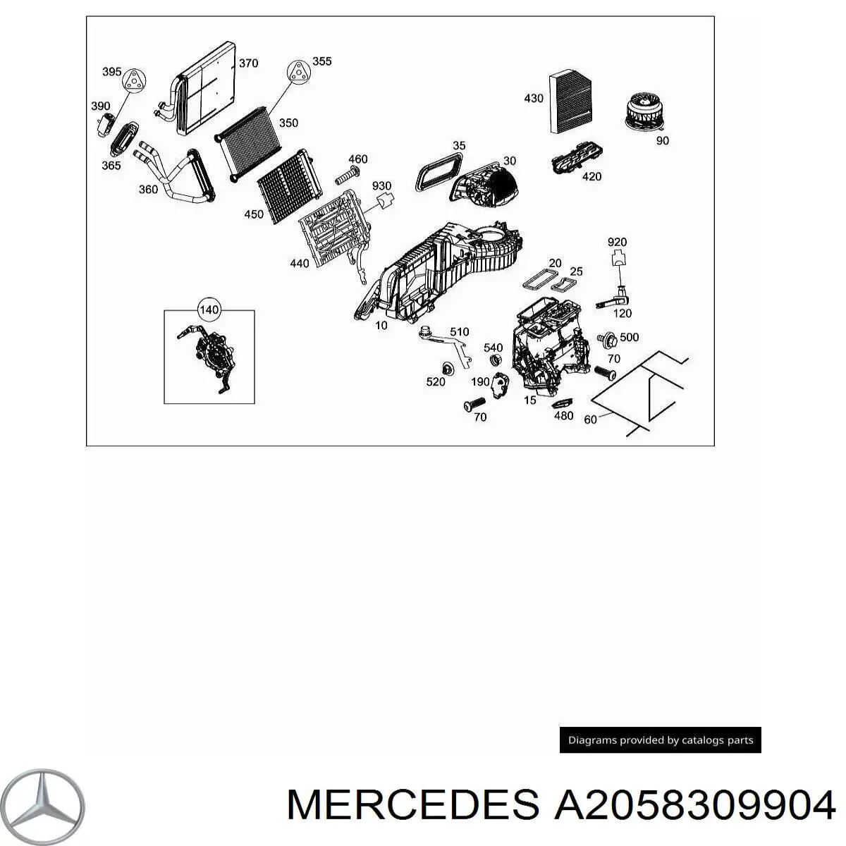 Parownik klimatyzacji Mercedes A2058309904 cena, od 192,59 USD