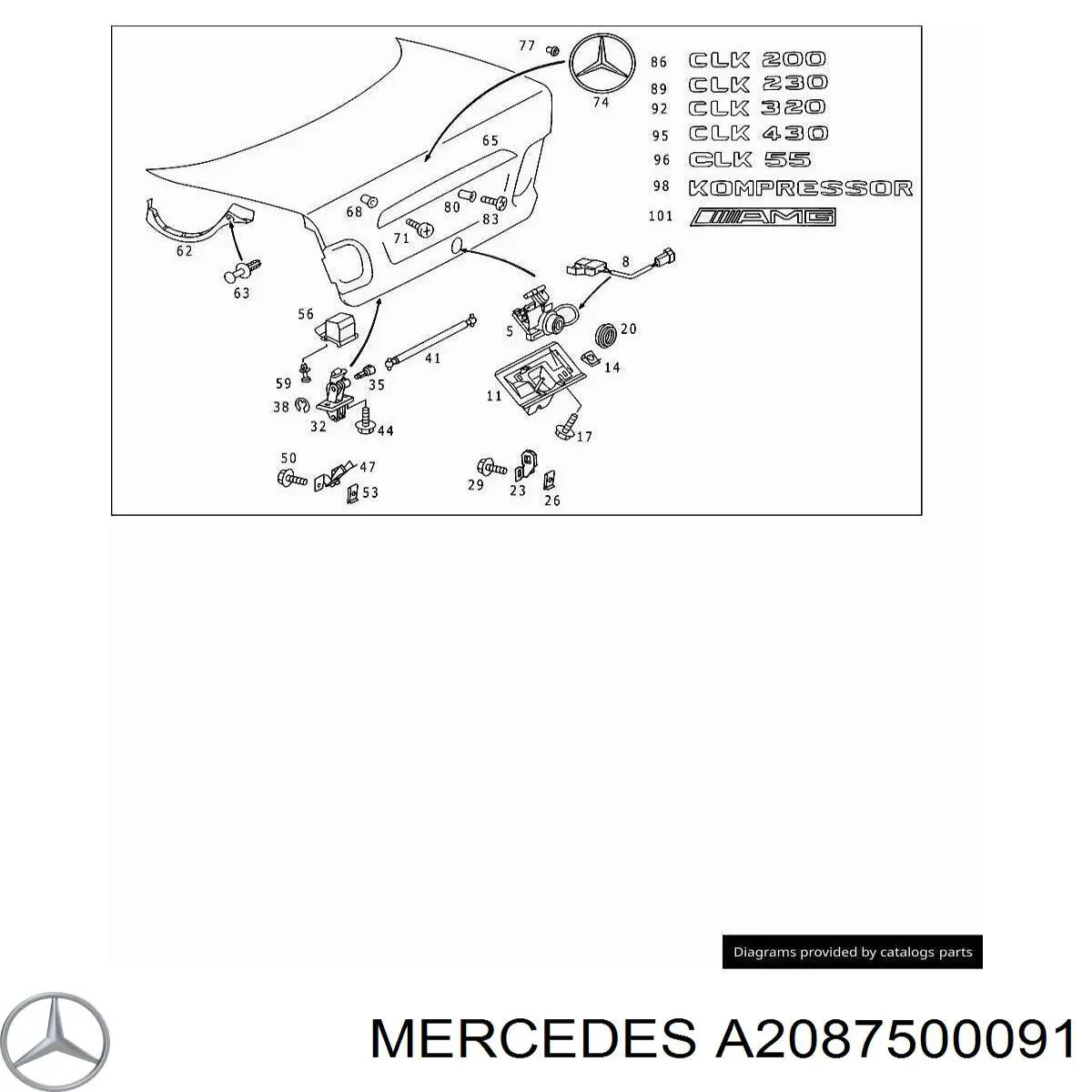 Zamek klapy bagażnika (3/5 drzwi tylnych) Mercedes C sedana (W202) (1993 - 2000) cena, od  USD