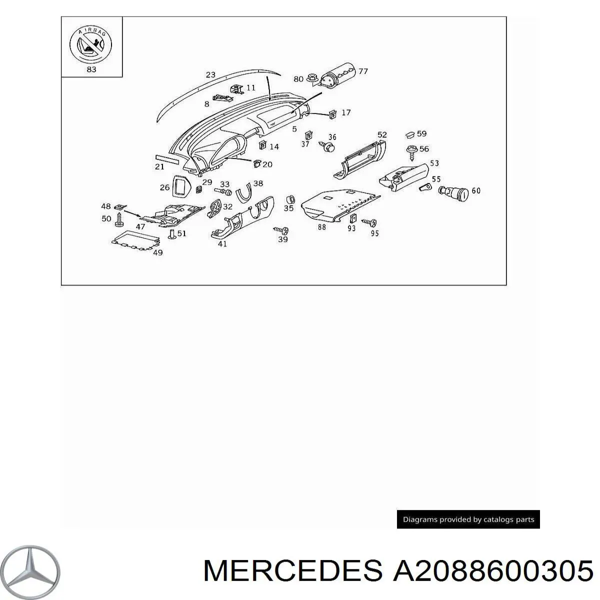 Poduszka powietrzna (Airbag) pasażera do Mercedes CLK (C208)