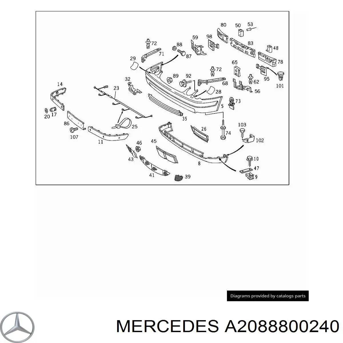 Zderzak przedni Mercedes CLK coupe (C208) (1997 - 2002) cena, od 729,05 USD