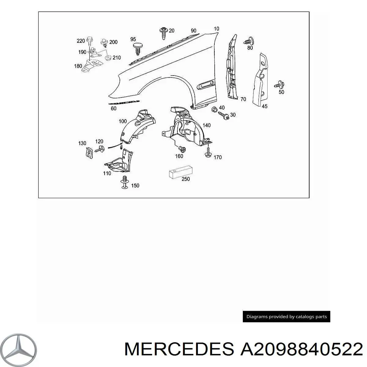 A2098840522 Mercedes Nadkole błotnika przedniego lewe