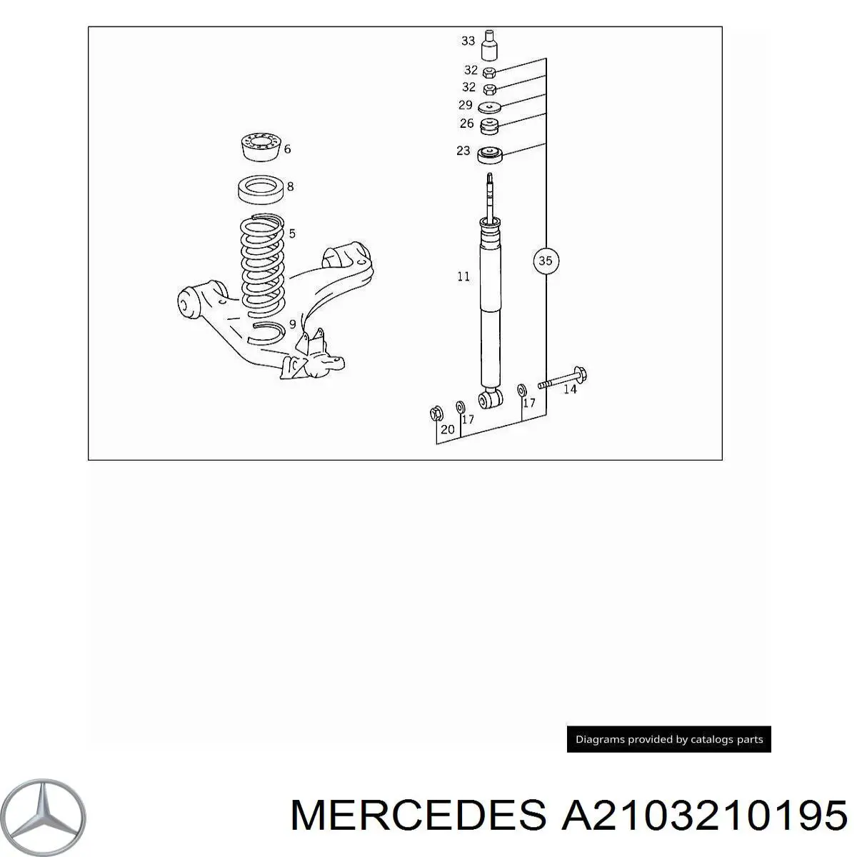 A2103210195 Mercedes Poduszka amortyzatora przedniego