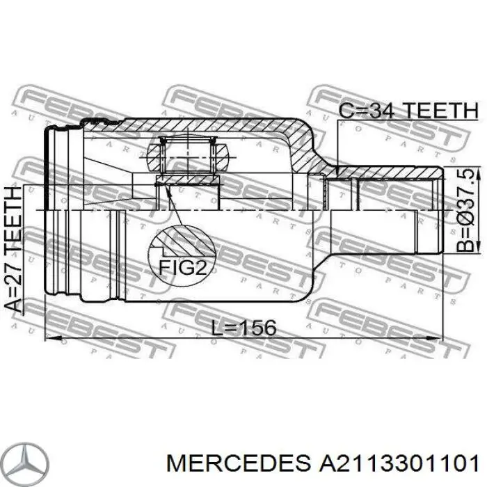 Do koszyka A2113301101 Mercedes Półoś napędowa przednia lewa