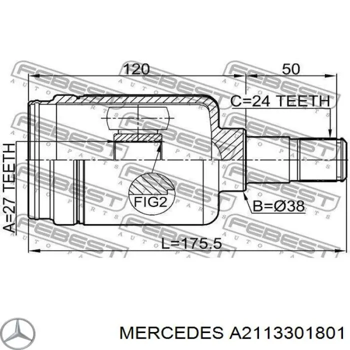 Do koszyka A2113301801 Mercedes Półoś napędowa przednia prawa