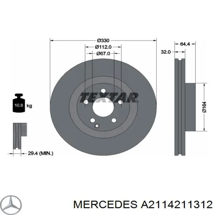 Tarcza hamulcowa przednia Mercedes A2114211312 cena, od 87,25 USD