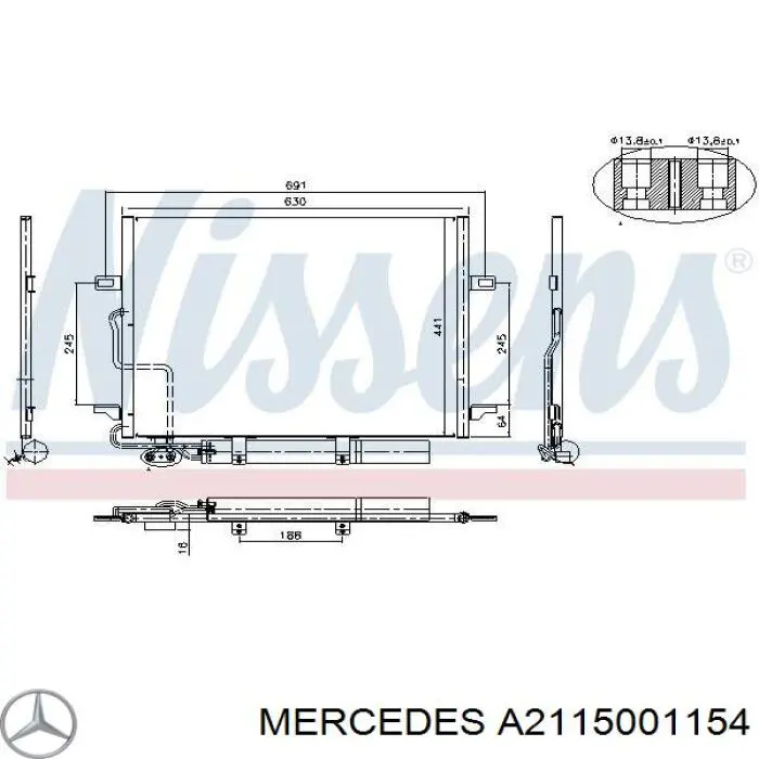 Chłodnica klimatyzacji Mercedes A2115001154 cena, od 98,75 USD