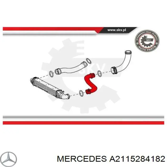 Przewód (króciec) intercoolera Mercedes A2115284182 cena, od 68,59 USD