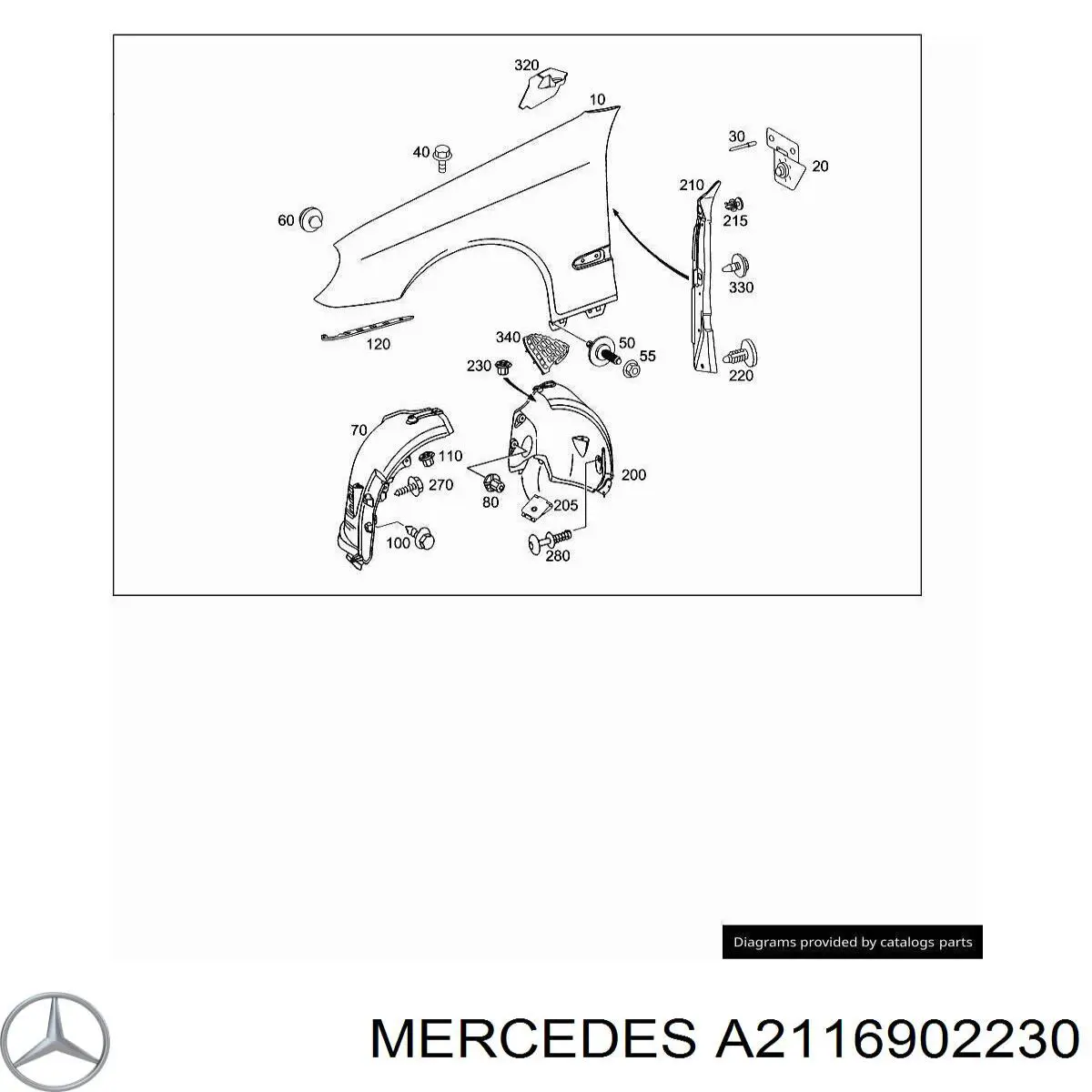 Nadkole błotnika przedniego prawe do Mercedes E  W211