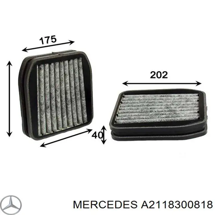 Filtr kabiny Mercedes A2118300818 cena, od 24,62 USD