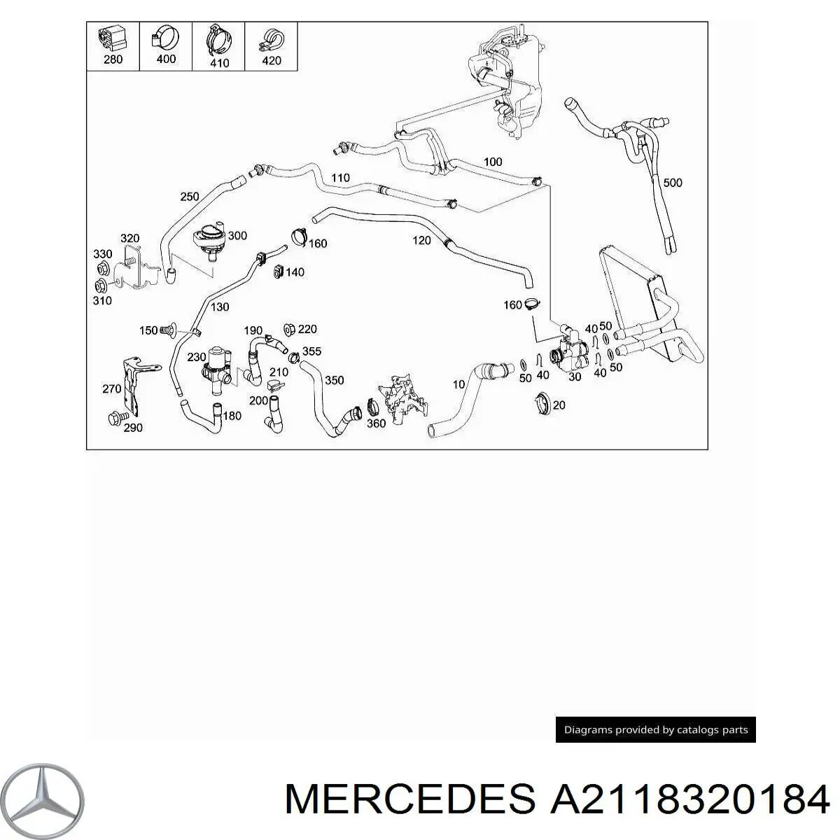 Do koszyka A2118320184 Mercedes Zawór nagrzewnicy (ogrzewacza)