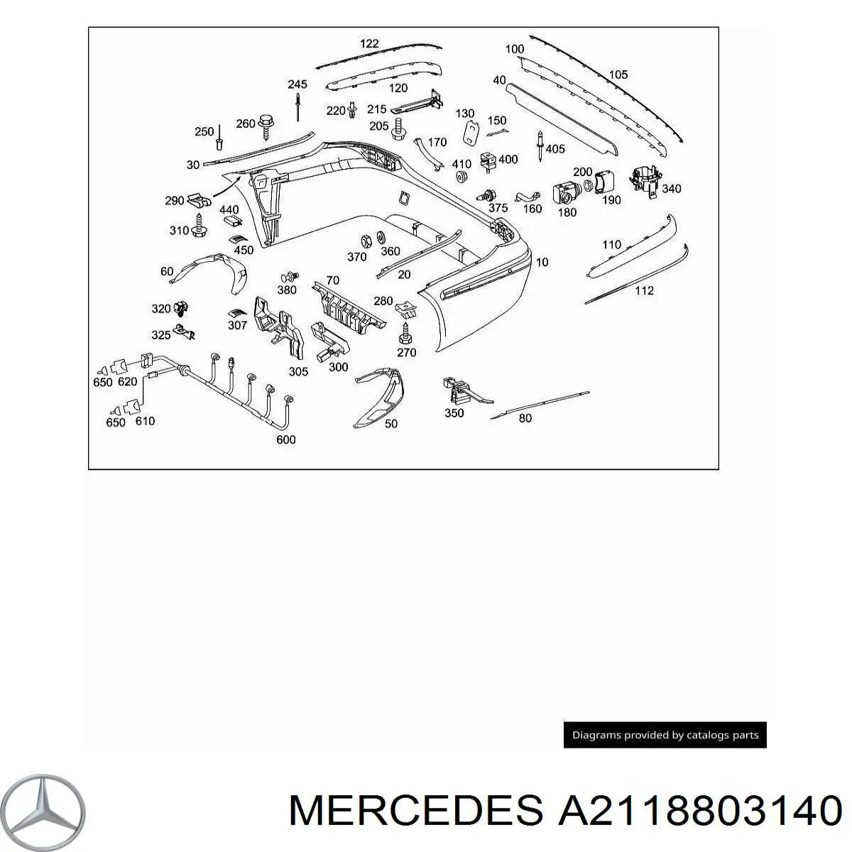 Zderzak tylny Mercedes A2118803140 cena, od 294,32 USD