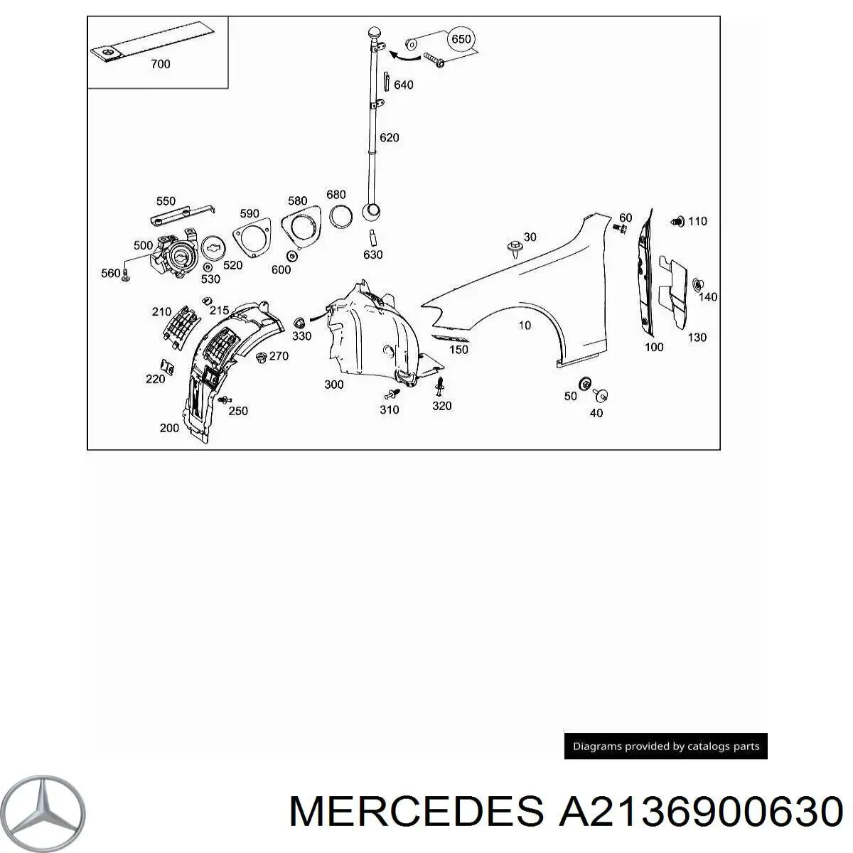 A2136900630 Mercedes Nadkole błotnika przedniego prawe tylne