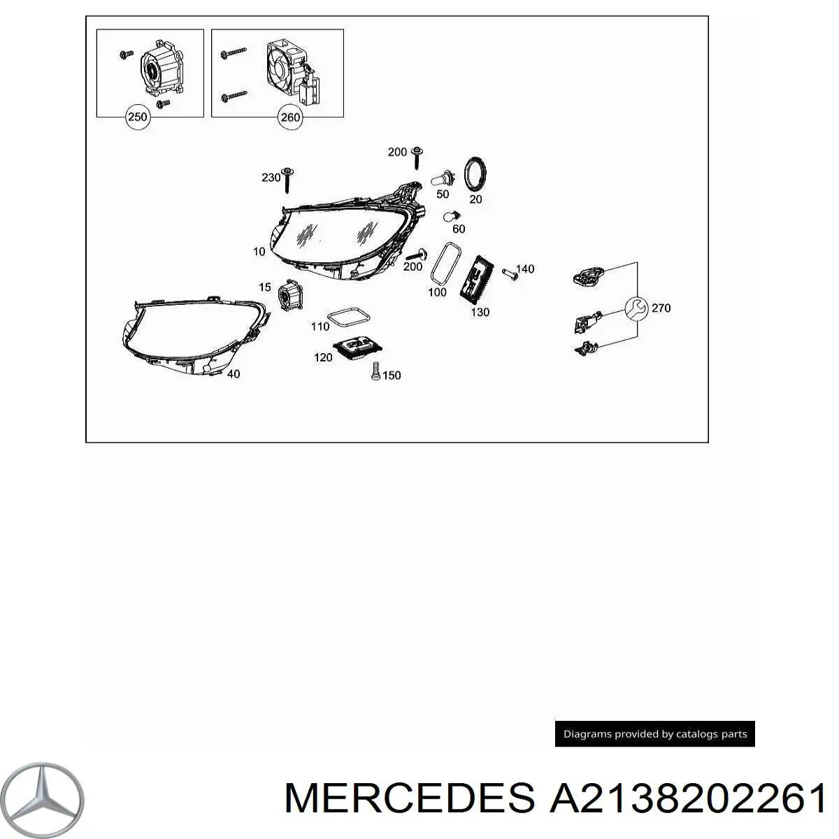 A2138202261 Mercedes reflektor prawy