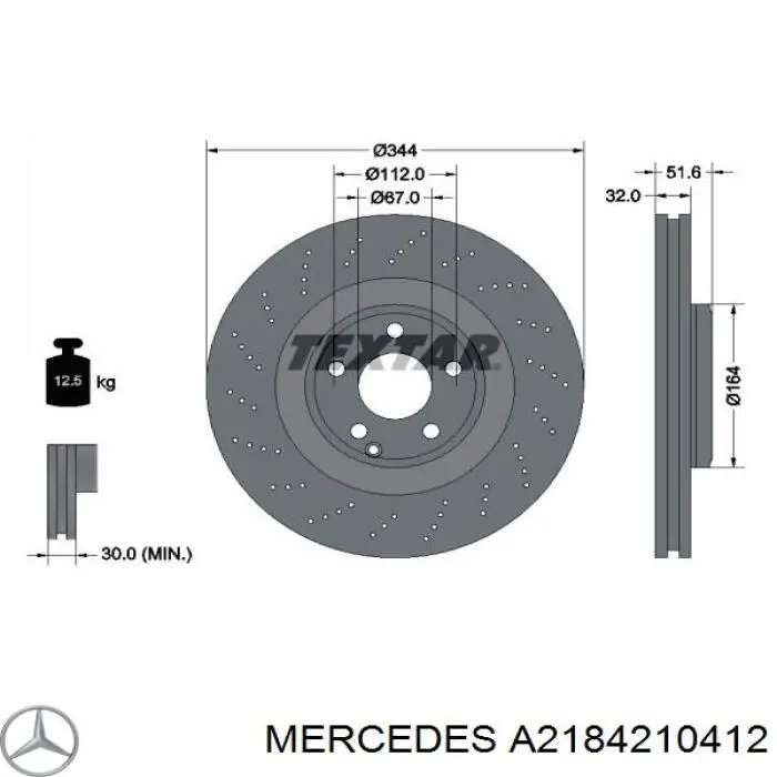 A2184210412 Mercedes Tarcza hamulcowa przednia