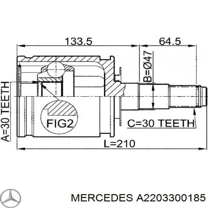 Do koszyka A2203300185 Mercedes Osłona przegubu homokinetycznego półosi przedniej zewnętrzna