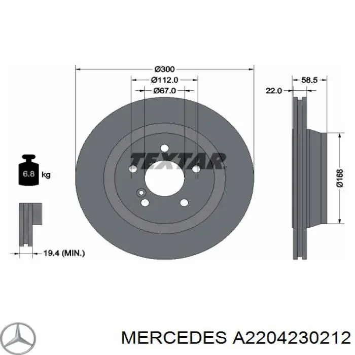 Tarcza hamulcowa tylna Mercedes A2204230212 cena, od 67,95 USD