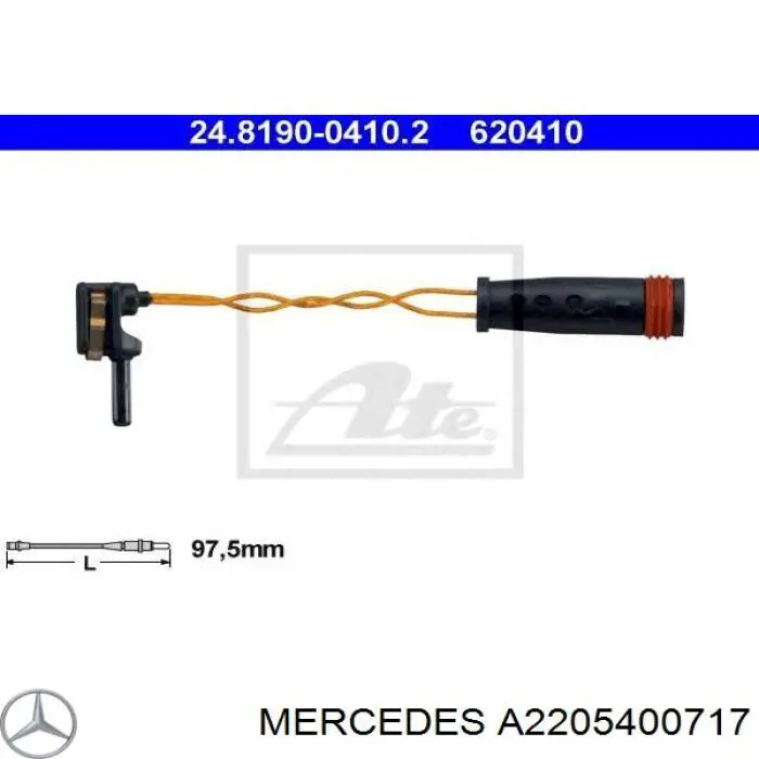 A2205400717 Mercedes Czujnik zużycia klocków hamulcowych tylny