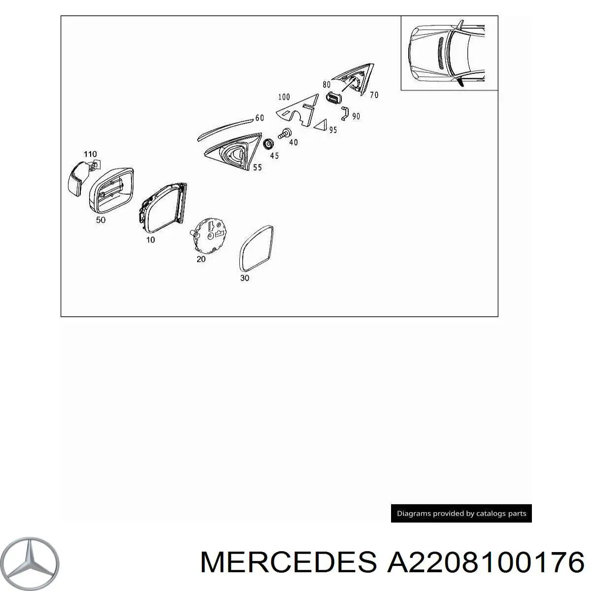 A2208100176 Mercedes Lusterko wsteczne lewe