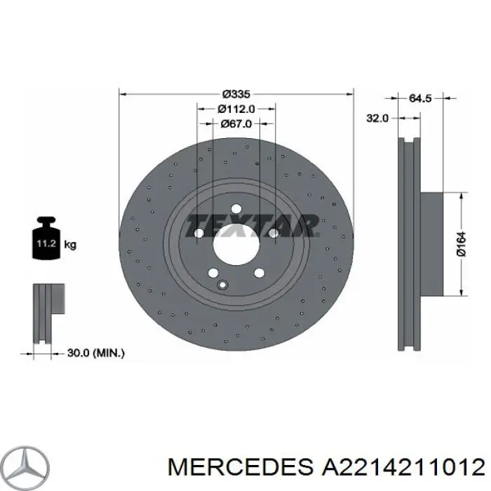Tarcza hamulcowa przednia Mercedes A2214211012 cena, od 102,13 USD