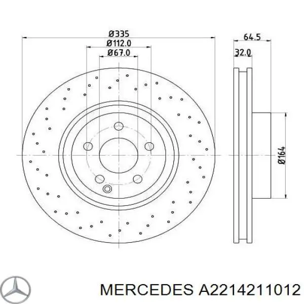 Do koszyka A2214211012 Mercedes Tarcza hamulcowa przednia