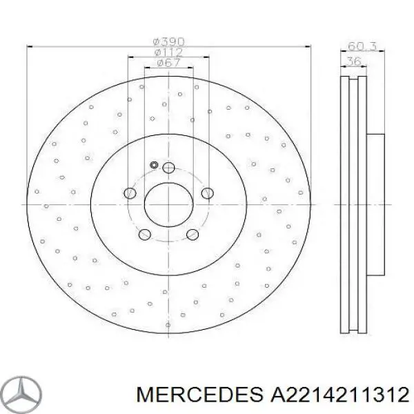 Do koszyka A2214211312 Mercedes Tarcza hamulcowa przednia