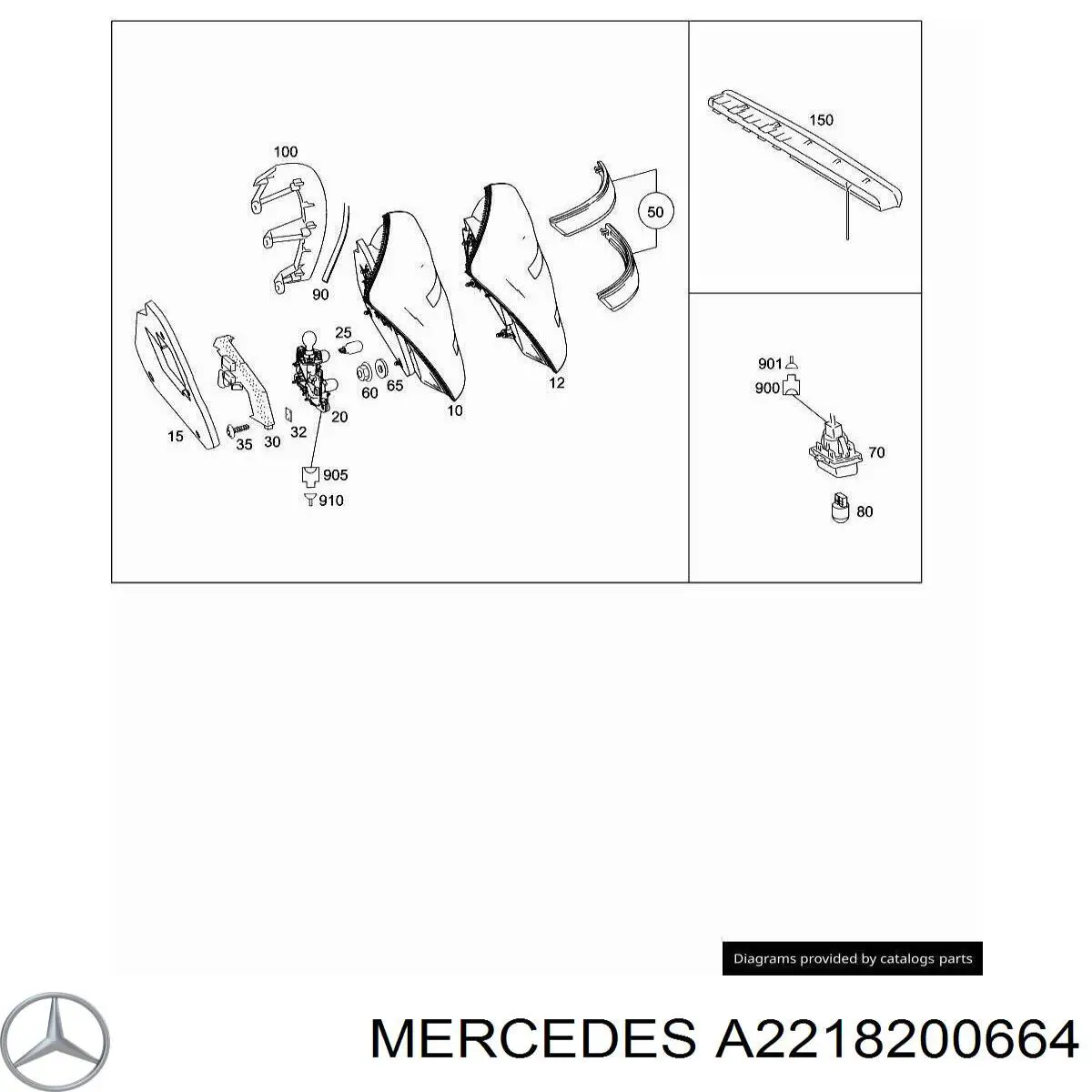 Lampa zespolona tylna prawa Mercedes A2218200664 cena, od 101,85 USD