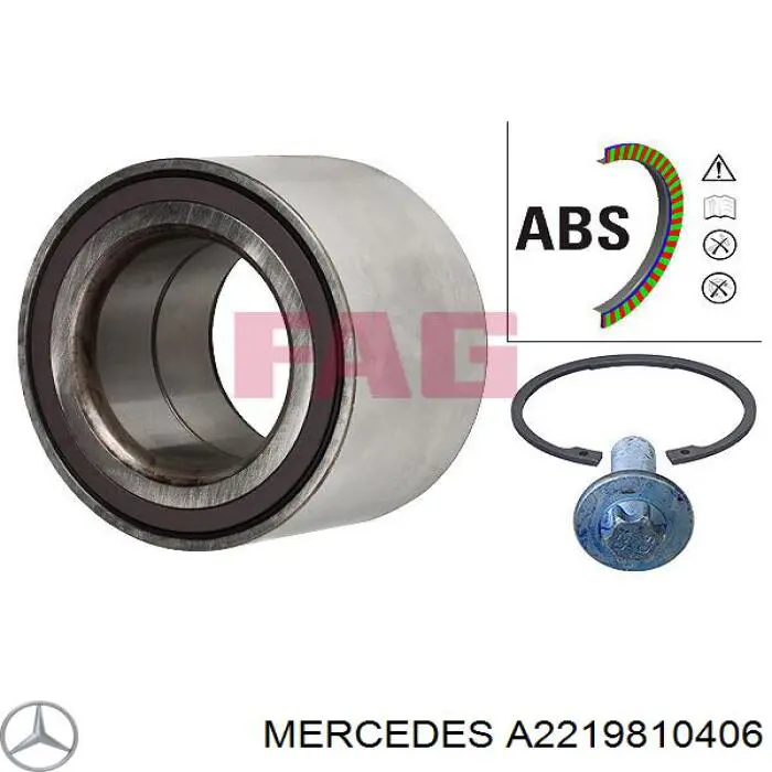 Łożysko piasty przedniej Mercedes A2219810406 cena, od 49,68 USD