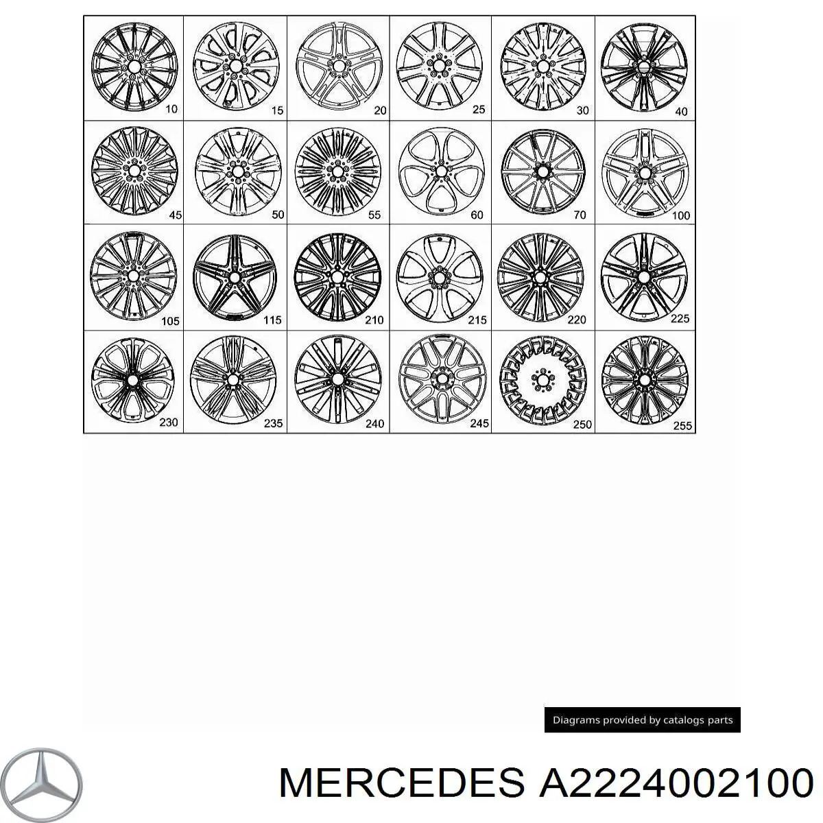 Do koszyka A2224002100 Mercedes Kołpak do obręczy koła