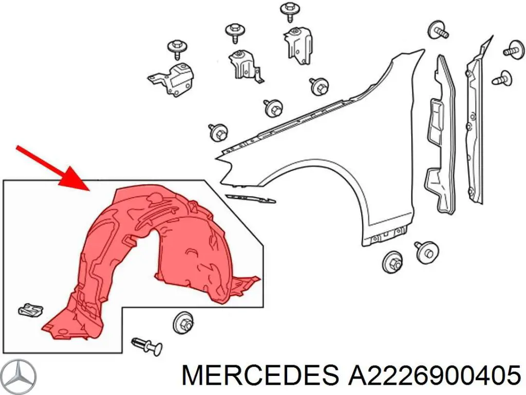 Nadkole błotnika przedniego lewe Mercedes A2226900405 cena, od 96,26 USD
