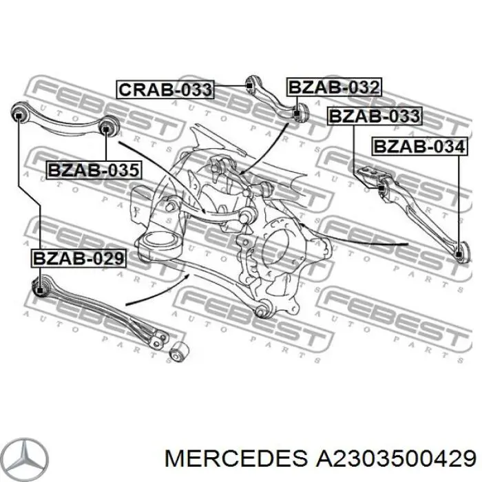 A2303500429 Mercedes Wahacz zawieszenia tylnego dolny prawy