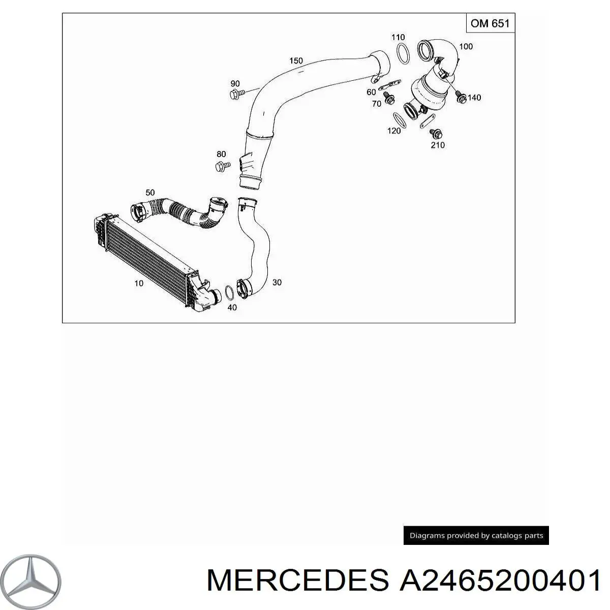 Przewód (króciec) intercoolera Mercedes A2465200401 cena, od 80,99 USD