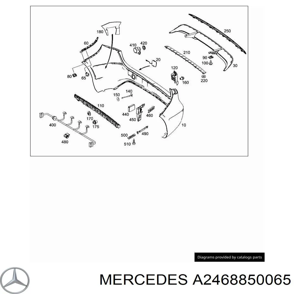Wspornik zderzaka tylnego środkowy Mercedes A2468850065 cena, od 101,63 USD