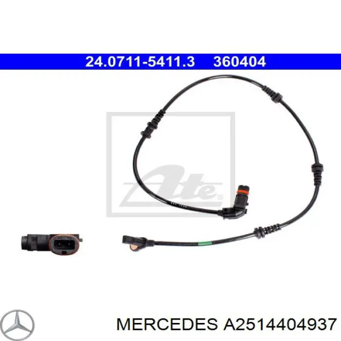 Czujnik ABS przedni Mercedes A2514404937 cena, od 43,07 USD
