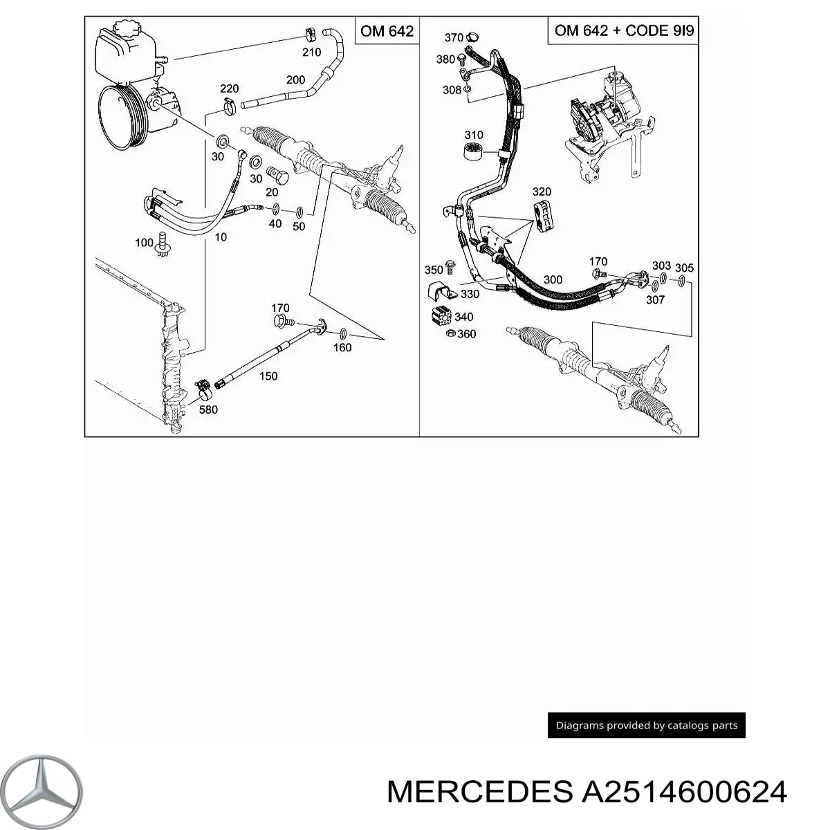 Przewód hydraulicznego układu wspomagania wysokiego ciśnienia, od pompy do maglownicy (mechanizmu) Mercedes A2514600624 cena, od 325,03 USD