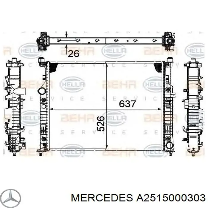 Chłodnica silnika Mercedes A2515000303 cena, od 251,51 USD