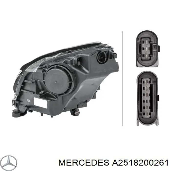 Reflektor prawy Mercedes A2518200261 cena, od 208,57 USD