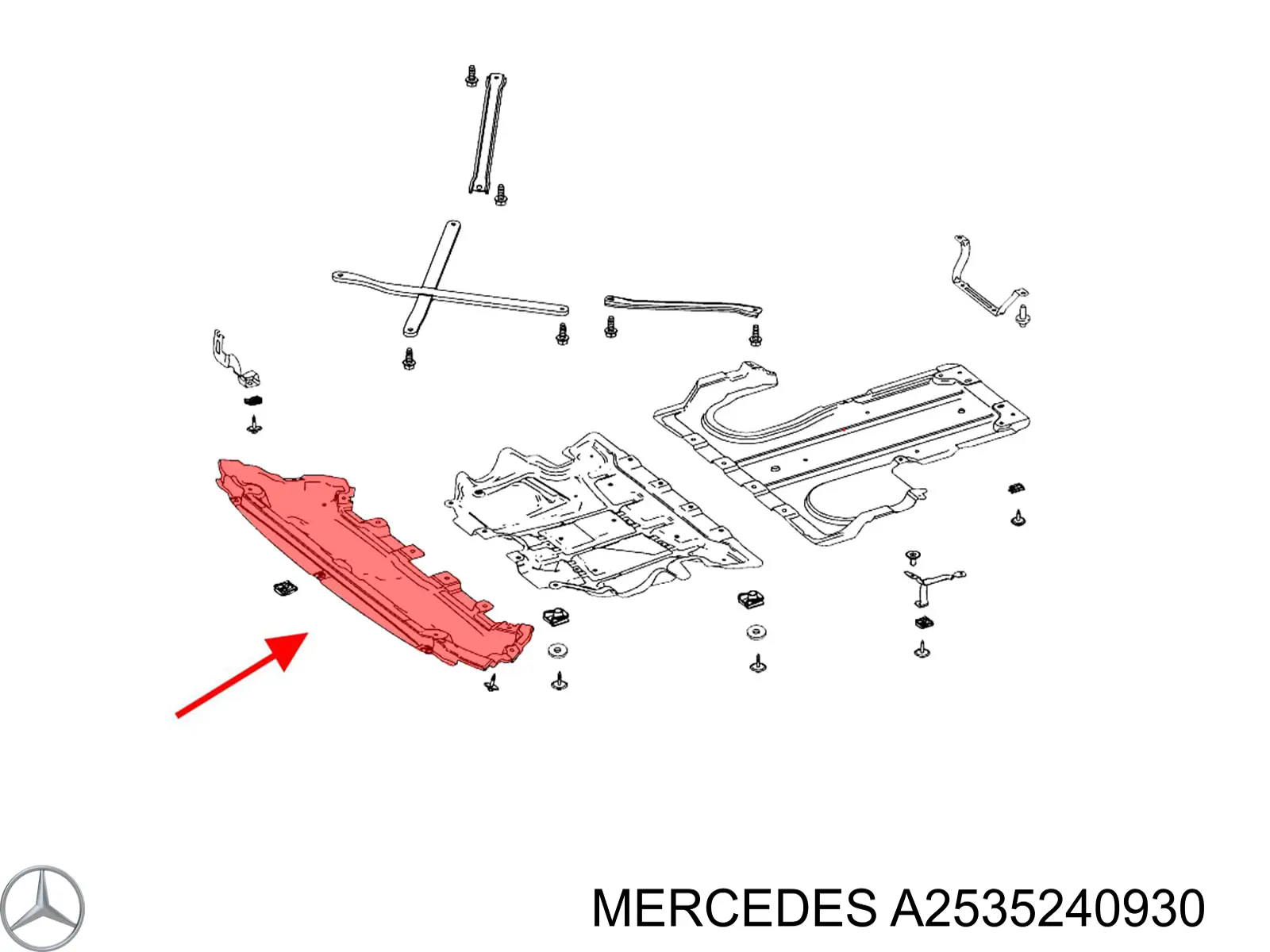 Osłona silnika, miski (przedziału silnika) Mercedes A2535240930 cena, od 94,04 USD