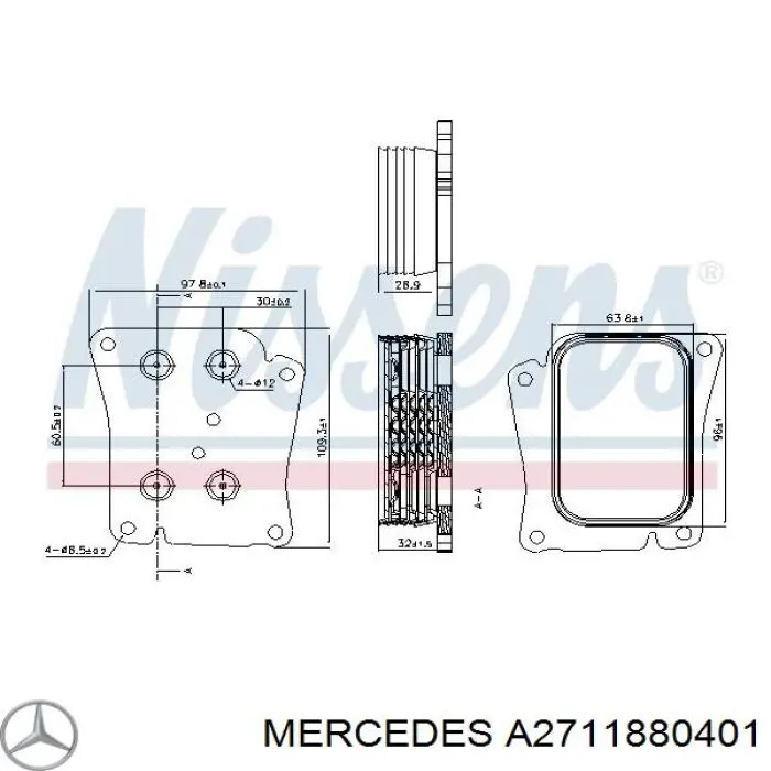 Chłodnica oleju Mercedes A2711880401 cena, od 44,11 USD