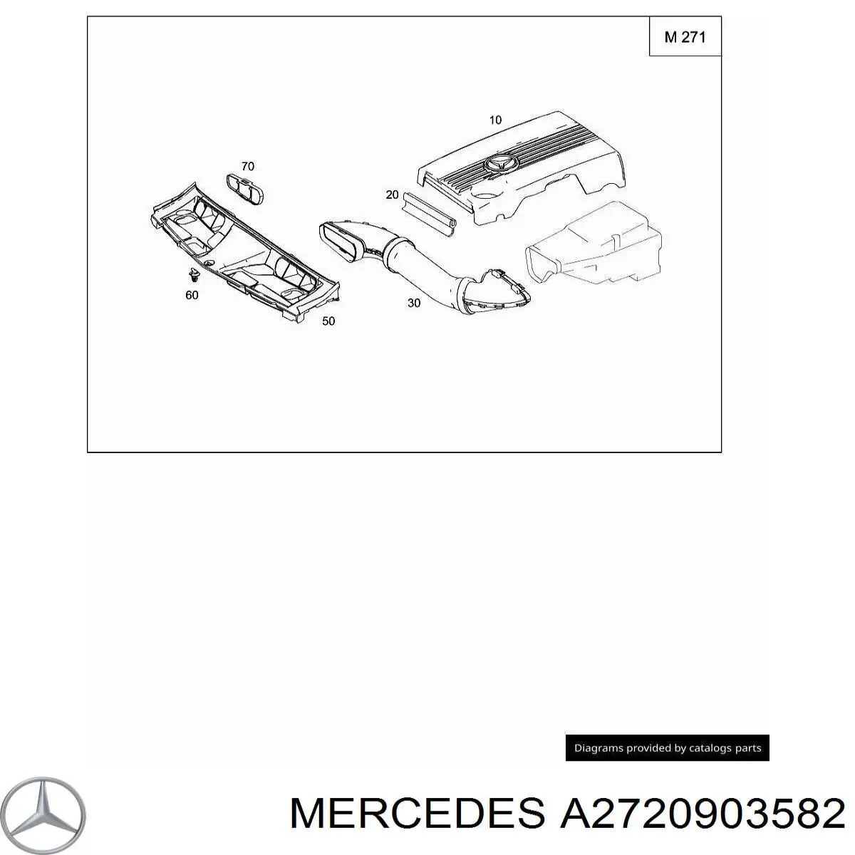 Wlot powietrza do filtra powietrza Mercedes A2720903582 cena, od 21,23 USD