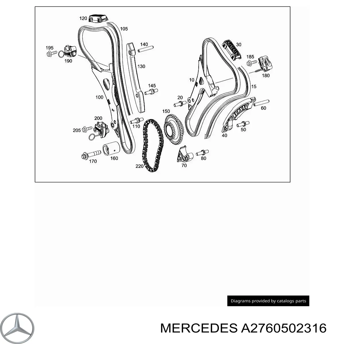 Tłumik drgań łańcucha rozrządu, lewy do Mercedes E (W213)